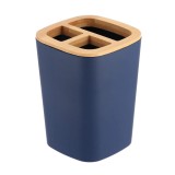 Suport Periuțe Plastic / Bambus Comp &ndash; Albastru