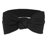 Bentiță Păr Damă, Negru, Stofă Ribbed, Nod Decorativ