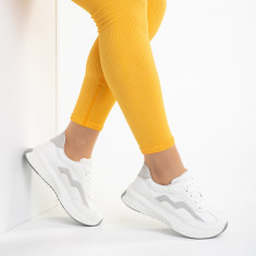 Pantofi sport dama albi din piele ecologica Relda foto