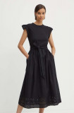 Cumpara ieftin United Colors of Benetton rochie culoarea negru, midi, evazati
