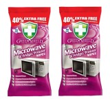 Set 140 servetele umede pentru curatat cuptorul cu microunde si frigiderul, Green Shield