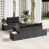 vidaXL Set de canapele pentru grădină cu pernă 6 pcs Negru Rattan poli 3356693