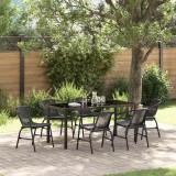 Set de mese pentru grădină cu 7 piese din rattan negru glossy