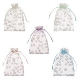 Set Pungi Cadou din Organza Multicolor cu Model Margarete și Detalii Aurii, CMCLASS