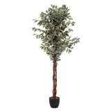 Planta artificiala Atmosphera Ficus cu ghiveci, 97x86x185 cm, verde in doua nunante