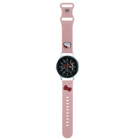 Curea pentru Samsung Watch (46mm)/Watch 3, Huawei Watch GT 2/GT&nbsp;3&nbsp;(46mm) - Hello Kitty Strap Silicone Kitty Head (HKUWLSCHBLP) - Pink