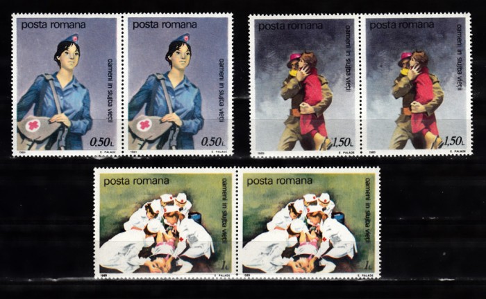 A11 TX9 13 - 1989 - Omul in slujba vietii - perechi de doua timbre