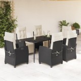 vidaXL Set mobilier de grădină cu perne, 7 piese, negru, poliratan