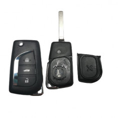 Carcasa Cheie Briceag Toyota, 3 Butoane, Cu suport baterie pe carcasa, lamela VA2T AutoProtect KeyCars