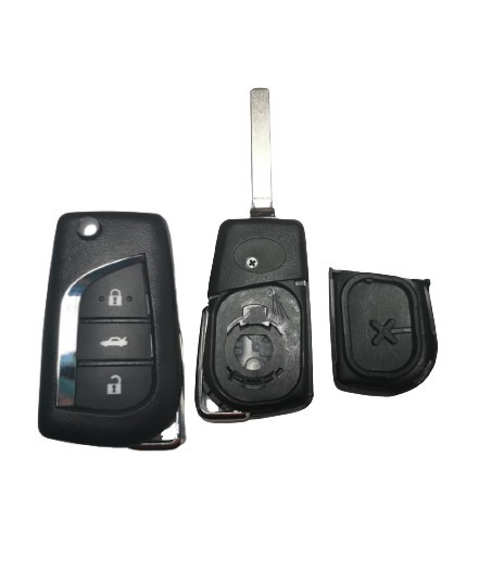 Carcasa Cheie Briceag Toyota, 3 Butoane, Cu suport baterie pe carcasa, lamela VA2T AutoProtect KeyCars