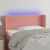 vidaXL Tăblie de pat cu LED, roz, 93x16x78/88 cm, catifea