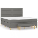 Cumpara ieftin Pat continental cu saltea, gri inchis, 160x200 cm, tesatura