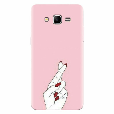 Husa silicon pentru Samsung Grand Prime, Pink Finger Cross foto