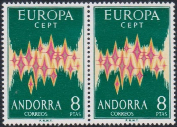 EUROPA CEPT 1972 &ndash; Andorra spaniola - pereche