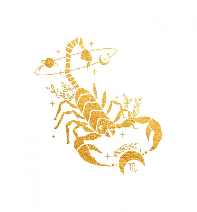 Sticker decorativ Zodiac, Auriu, 59 cm, 5458ST