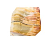 Scrumiera Onix Masiv Lucrata Manual, Patrata, 10x10cm, Antichitate Colectie, Nuante Maro-Auriu