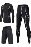 Set de lenjerie sportivă pentru copii din 3 piese, costume de fotbal, lenjerie funcțională, șorturi sportive, tricou de compresie, pantaloni de compre
