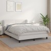 VidaXL Pat box spring cu saltea, alb, 140x190 cm, piele ecologică 3127188