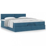 Cumpara ieftin Gossi cadru de pat otoman cu saltea albastru inchis 160x200cm catifea