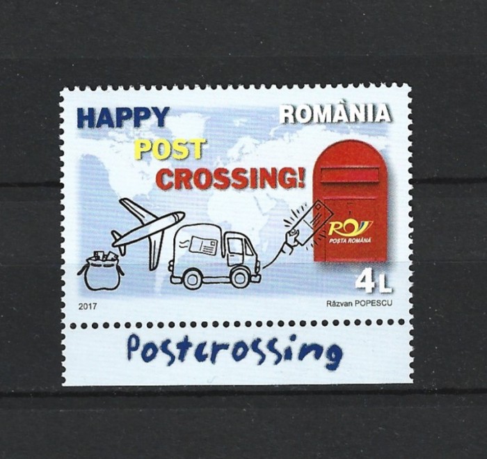 ROMANIA 2017 - POSTCROSSING, TABS 2, MNH - LP 2136