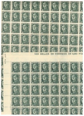 Spania 1946 - Franco, uzual 90c lot 150buc. neuzate foto