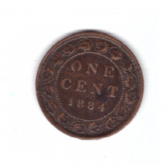 Moneda Canada 1 cent 1884, stare foarte buna, curata