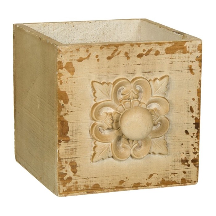 Masca lemn pentru ghiveci, 12 x 14.5 cm, Crem Masca lemn pentru ghiveci, 12 x 14.5 cm, Crem