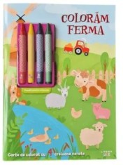 Coloram ferma. Carte de colorat cu 4 creioane cerate/***
