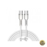 Cablu Date si Incarcare USB-C - USB-C Baseus Cafule 100W 2m Alb CATJK-D02
