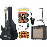 Super Kit Rocktile Pro ST60-BK Chitara Electrica incl. amplificator, acordor, capodastru, curea, penele, husa, stativ