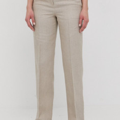 MICHAEL Michael Kors pantaloni din in femei, culoarea bej, lat, high waist