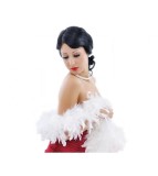 Esarfa boa alb, 180 cm, 40g
