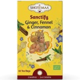 Ceai cu ghimbir, fenicul si scortisoara Chakras Sanctify Bio, 16 plicuri, Shoti Maa