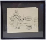 Constantin Artachino - Spălătoreasa (1870-1954) - Desen &icirc;n cărbune, 1916, cu certificat de autenticitate