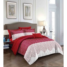 Lenjerie de pat pentru o persoana cu husa de perna patrata, Molat, bumbac mercerizat, multicolor