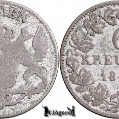 1842, 6 Kreuzer - Leopold I | Marele Ducat de Baden | KM 210