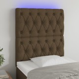 vidaXL Tăblie de pat cu LED, maro &icirc;nchis, 80x7x118/128 cm, textil