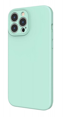 Husa din silicon compatibila cu iPhone 12 Pro Max, silk touch, interior din catifea cu decupaje la camere, Albastru deschis foto
