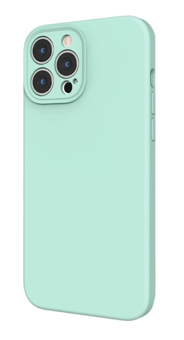 Husa din silicon compatibila cu iPhone 13, silk touch, interior din catifea cu decupaje la camere, Albastru deschis