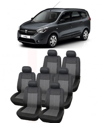 Set Huse scaune DACIA LODGY 7 locuri 2012 - 2019 (Bancheta fractionata si husa cotiera) foto