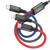 Cablu Incarcare USB-A - Lightning / microUSB / USB-C HOCO X76 3in1, 18W, 1m, Multicolor