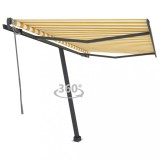 VidaXL Copertină autonomă retractabilă automat galben&amp;alb 300x250 cm