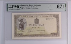 500 lei 1940 PMG67 Unc Bancnota gradata