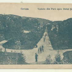 cp Govora : Vedere din Parc spre Hotel Stefanescu - circulata anii 1920, timbre