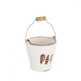Cumpara ieftin Ghiveci decorativ pentru flori ceramica alba maro &Oslash; 10 cm x 10h