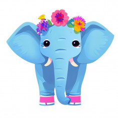 Sticker decorativ, Elefant, Albastru, 66 cm, 8391ST