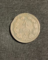 Moneda 4 kreuzer 1860 A Austria