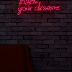 Decoratiune luminoasa LED, Follow Your Dreams, Benzi flexibile de neon, DC 12 V, Rosu