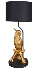 Lampa de masa cu un papagal si abajur negru CW269