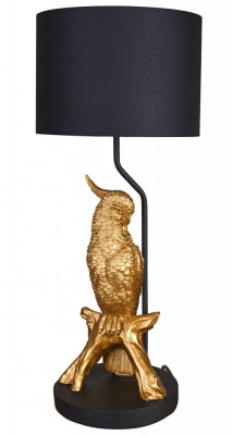 Lampa de masa cu un papagal si abajur negru CW269 foto